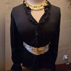 Fabienne Chapot Black Ruffle Blouse - Victorian Romantic Gothic